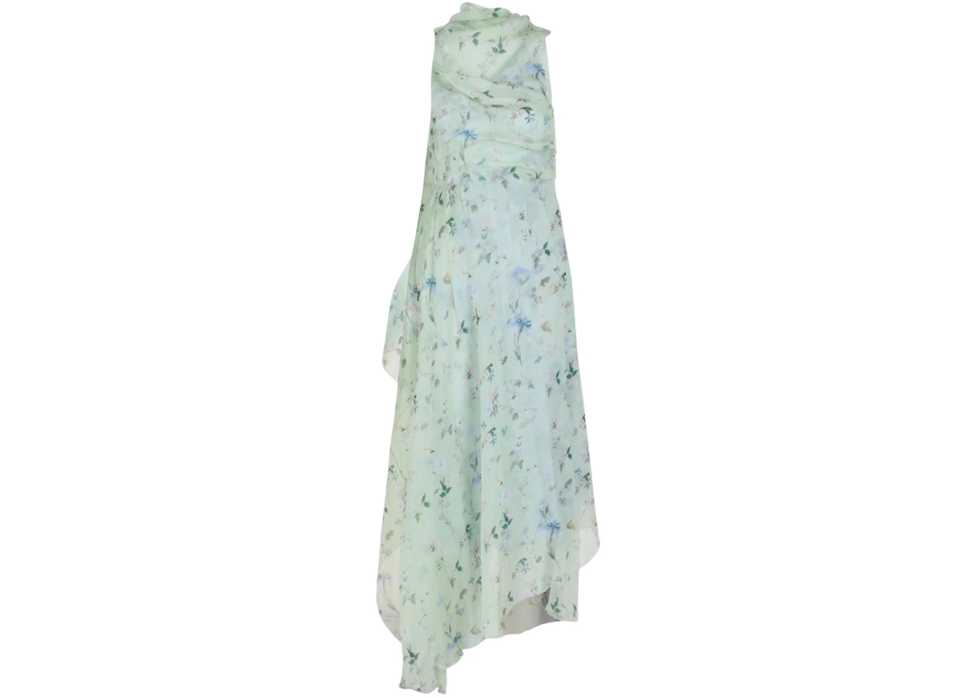 Givenchy Women's Floral Print Draped Dress Ice Blue - US Givenchy Women's Floral Print Draped Dress Ice Blue - US