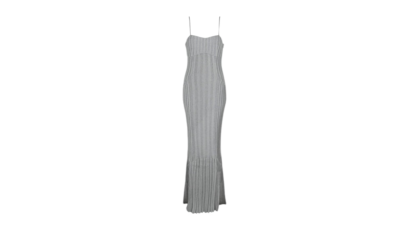 Givenchy Women's Metallic Cable Knit Maxi Dress Silver - US