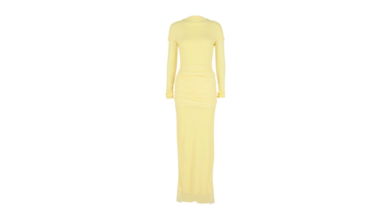 Givenchy Women's Paneled Ruched Crepe Gown Pale Yellow