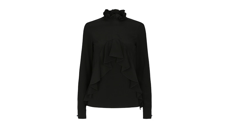 Givenchy Women's Ruffled Silk Blouse Black