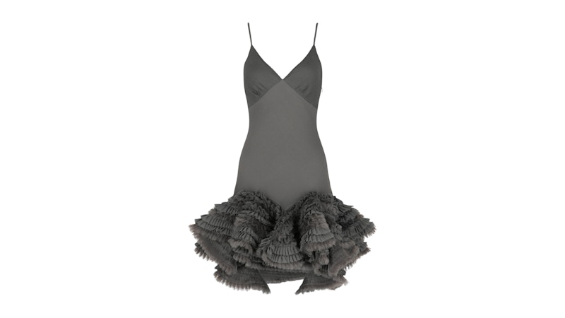 Givenchy Women's Ruffled Silk Mini Dress Grey