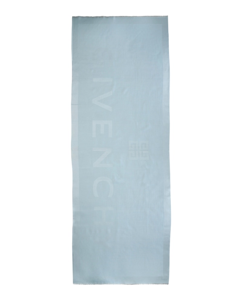 Givenchy Sciarpa Logo Misto Lana Grigio Blu