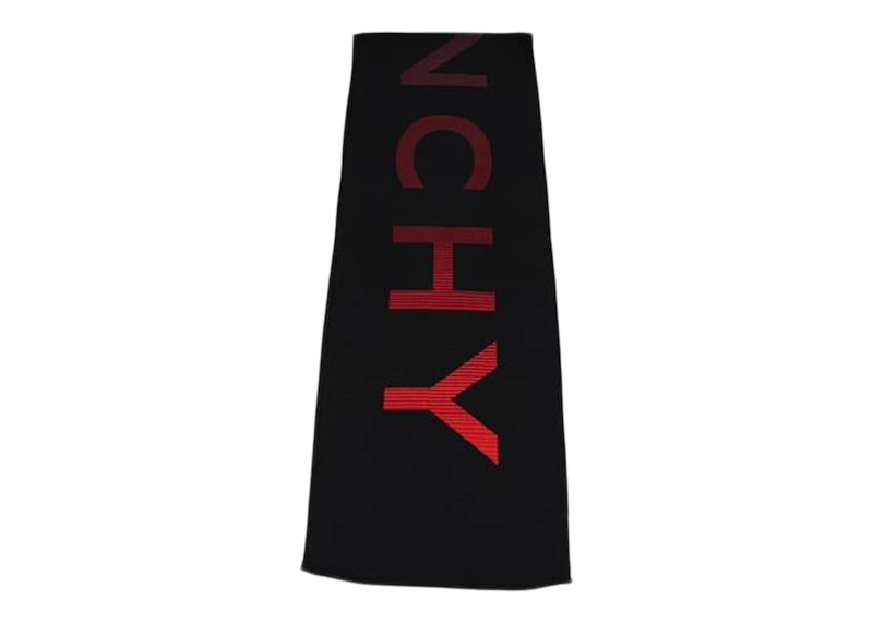 Givenchy Wool Gradient Logo Scarf Black/Multi Red Men's - US