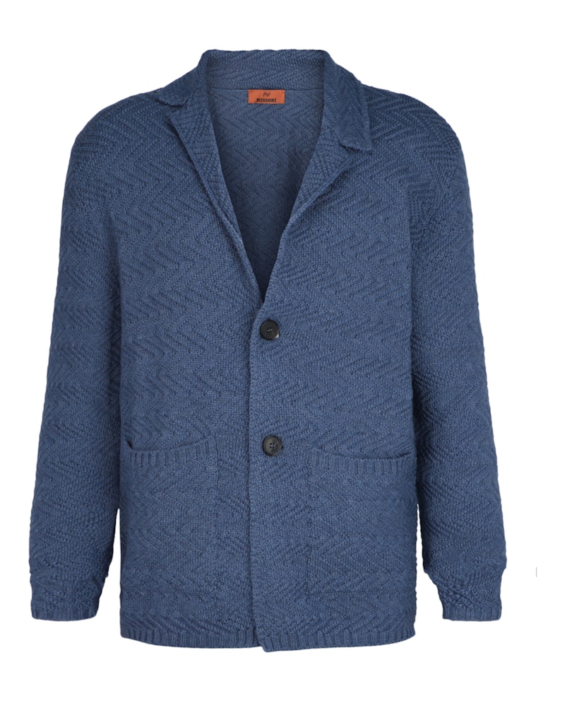 M Missoni Wool Knit Blazer Light Blue