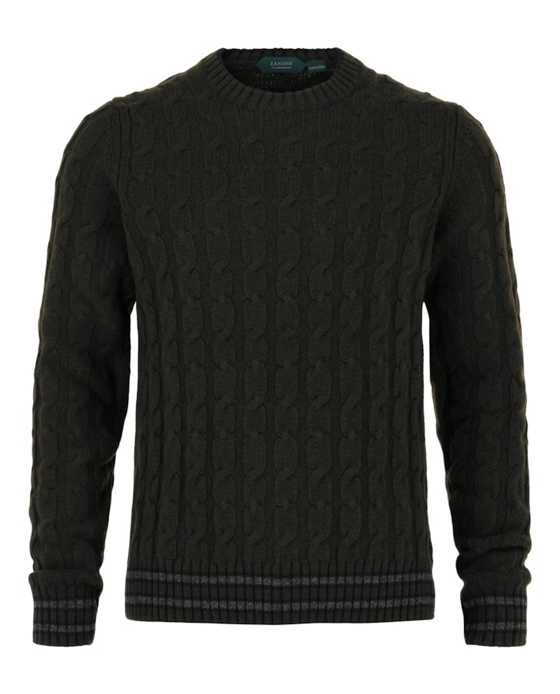 Givenchy Zanone Pullover mit Zopfmuster, grüne Variante