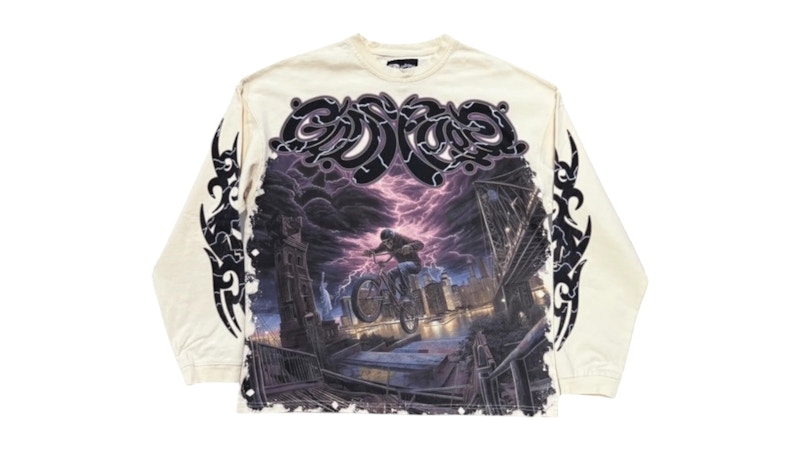 Pre-owned Godspeed Men's B.m.x Long Sleeve T-shirt In Bone In Brown