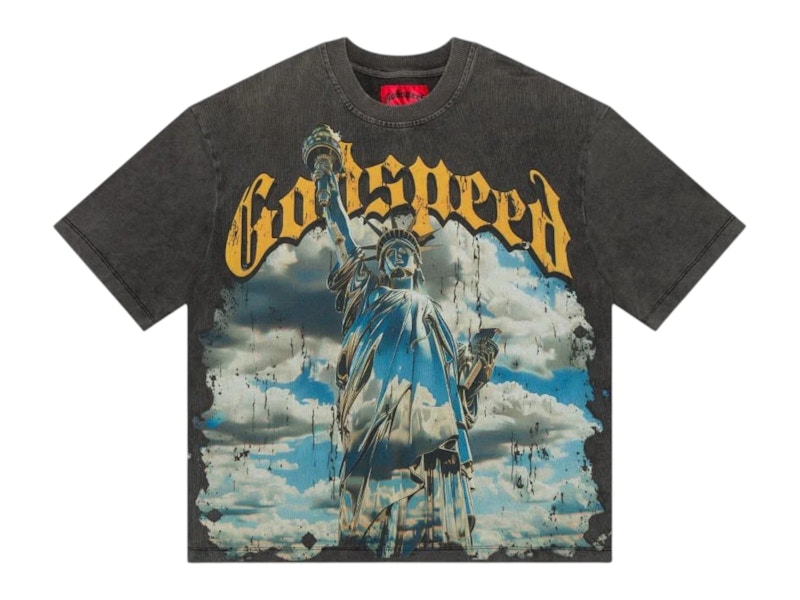 Pre-owned Godspeed Men's Chrome Liberty T-shirt In Grey Wash In Gray
