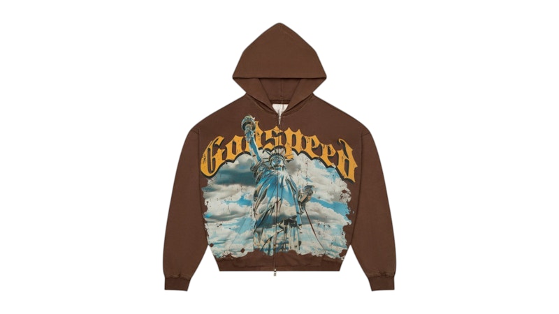 Godspeed Chrome Liberty Zip V2 Hoodie Brown Wash Men's - FW25 - US
