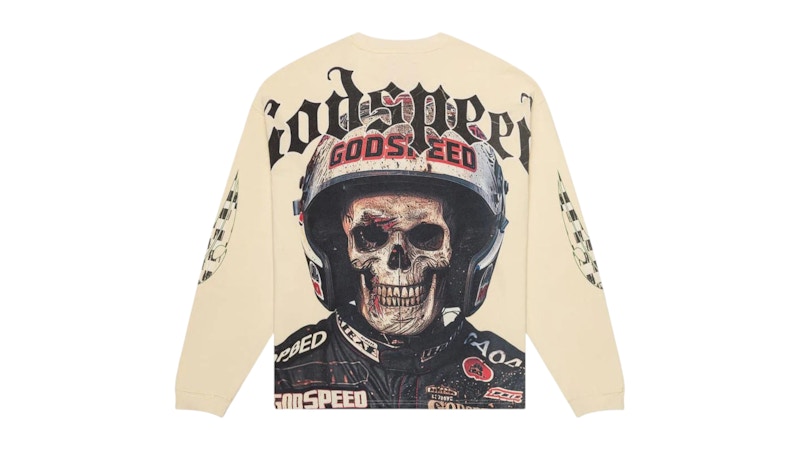 Pre-owned Godspeed Men's Crash Out Long Sleeve T-shirt In Bone In Brown