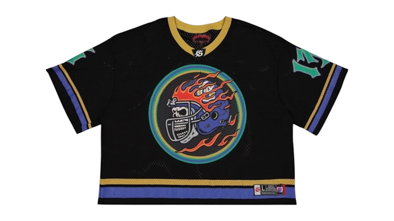Pre-owned Godspeed Men's First Down Jersey In Black/yellow/blue In Multi