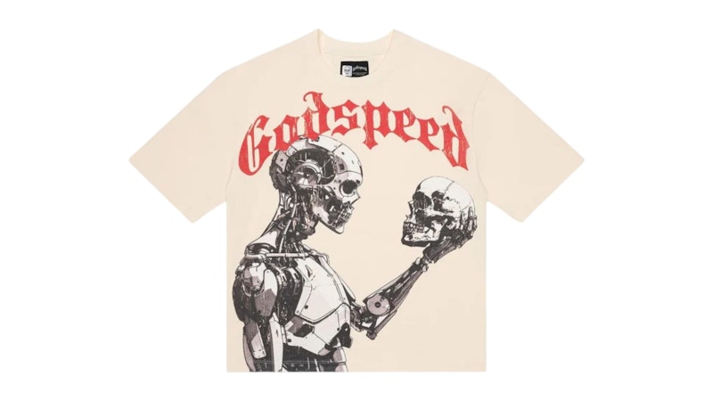 Pre-owned Godspeed Men's  Mankind Vs Ai Iii T-shirt In Bone/red In Multi