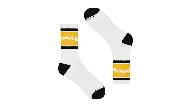 Godspeed OG Logo Striped Socks White/Yellow