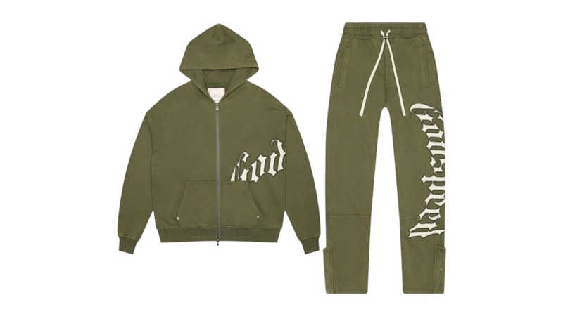 Pre-owned Godspeed Men's Og Logo V2 Sweatsuit In Olive In Green