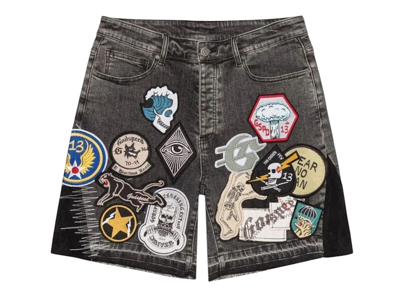 Godspeed Patchwork Denim V2 Shorts Grey