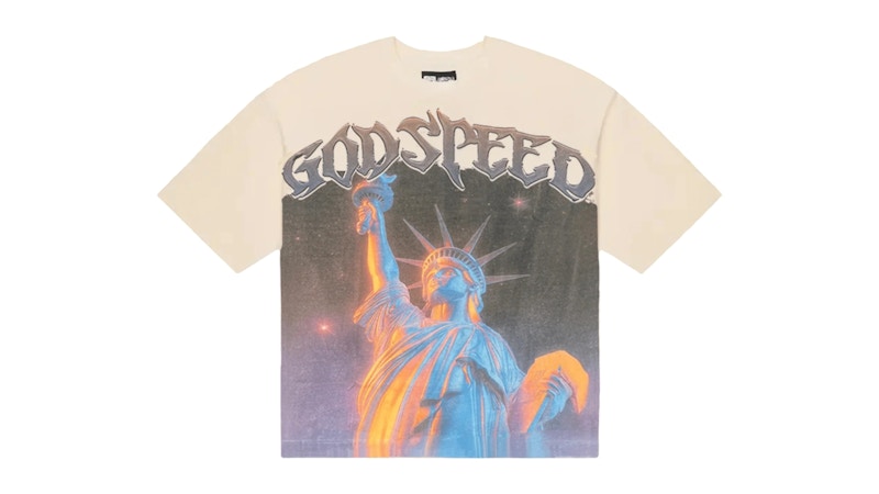 Pre-owned Godspeed Men's Purple City Tee Shirt In Bone In Brown