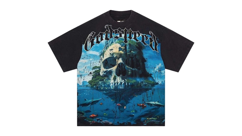 Pre-owned Godspeed Men's Skull Island T-shirt In Grey In Gray