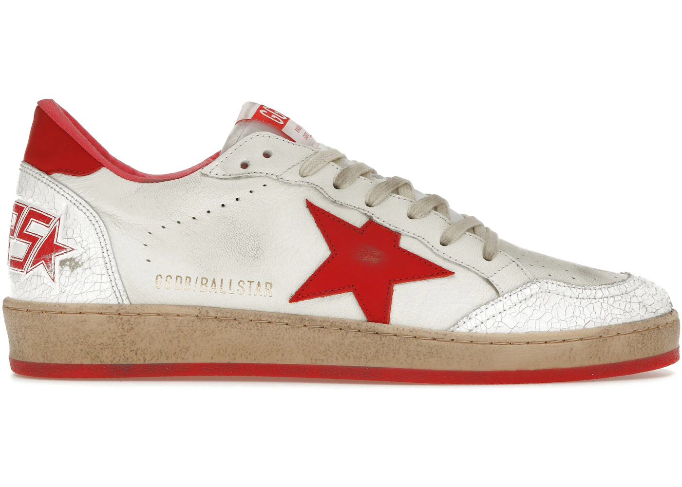 Golden Goose Ball-Star Low White Red Men's