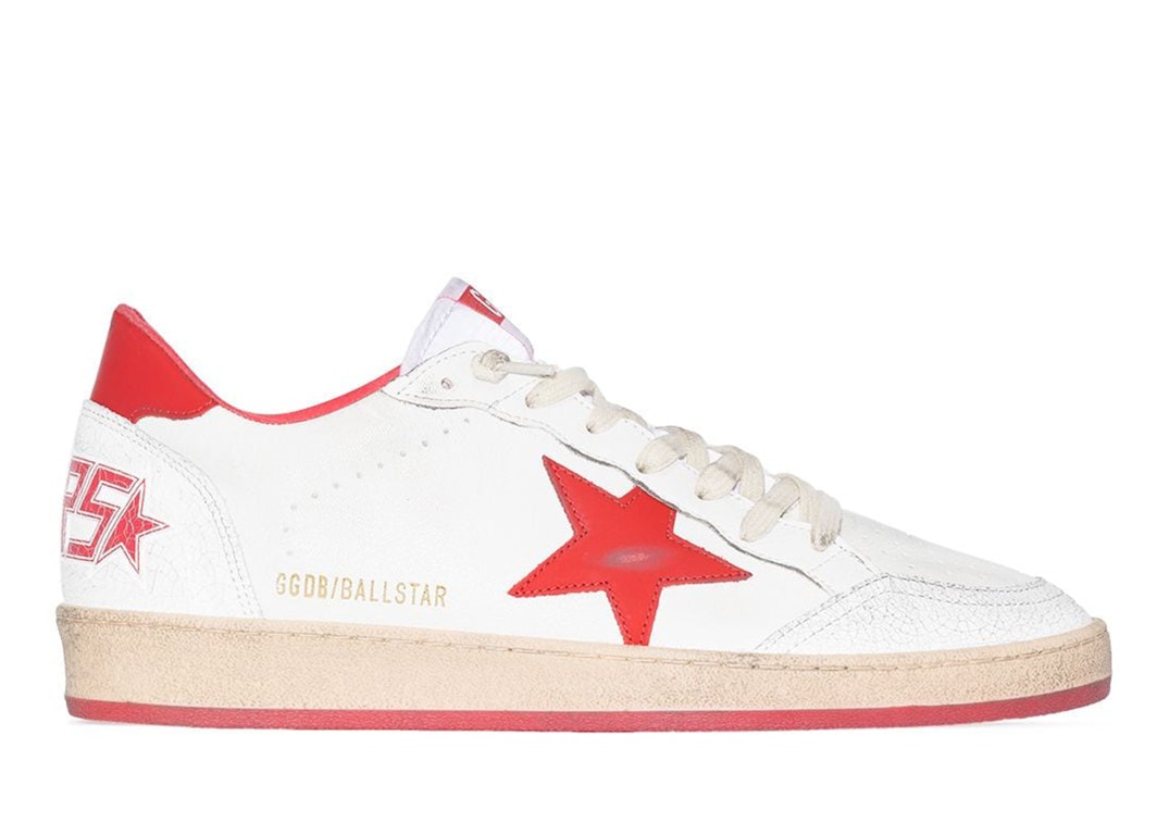 Pre-owned Golden Goose Ball-star Low White Red In White/red