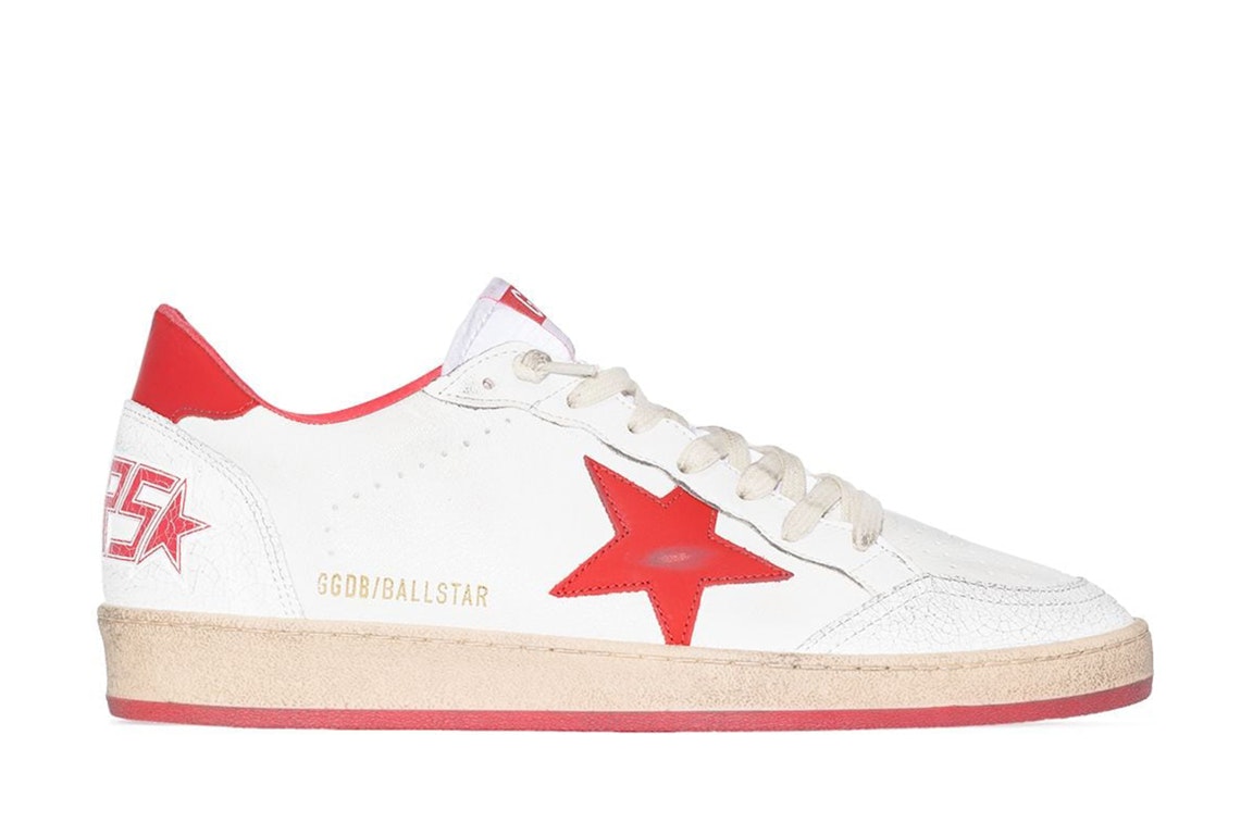 Pre-owned Golden Goose Ball-star Low White Red In White/red
