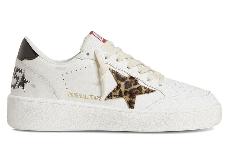 Pre-owned Golden Goose Ball Star Leopard Pony Star (women's) Sneakers In White/black In Multi