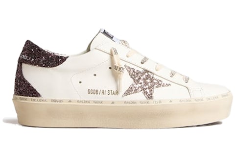 Golden Goose Hi-Star White Silver Grey Glitter (Women's