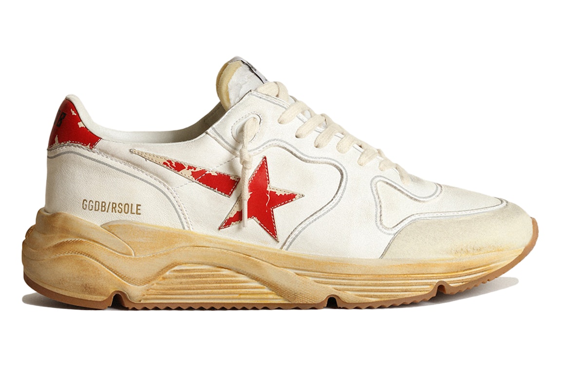 Pre-owned Golden Goose Running Sole White Red In White/red