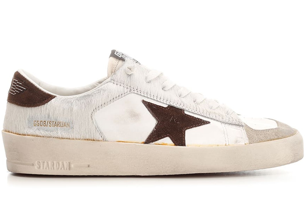 Pre-owned Golden Goose Stardan Pony Hair White Brown In White/brown
