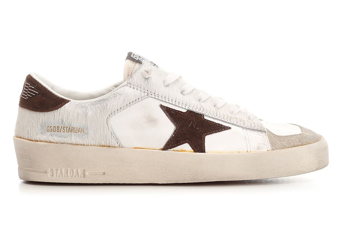 Pre-owned Golden Goose Stardan Pony Hair White Brown In White/brown