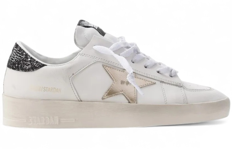 GOLDEN  ハックルティテルフツ GWF00614F005057 90100 Golden Goose Stardan White Gold Black Glitter Heel (Women's