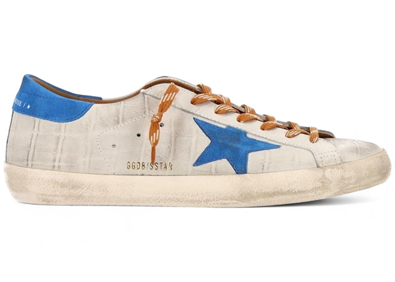 Golden Goose Super-Star Croc-Print White Blue Men's - GMF00101