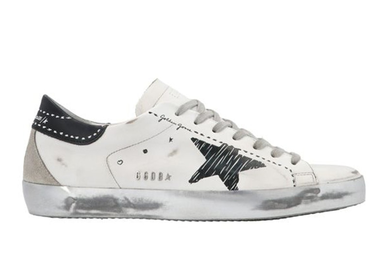 Golden Goose Super Star Metal Logo White Black Ice Men's