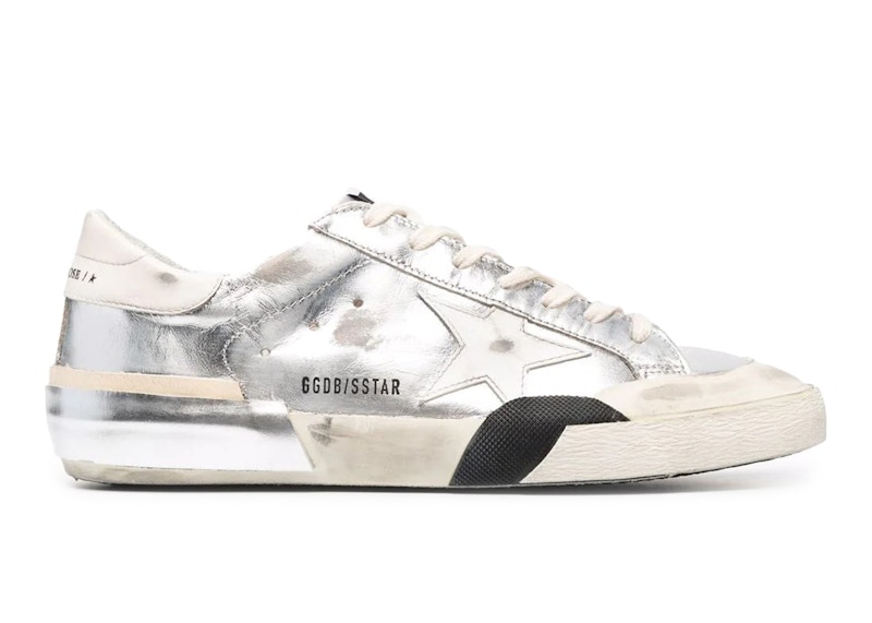 Golden Goose Super Star Metallic Finish Silver White Black Men's 