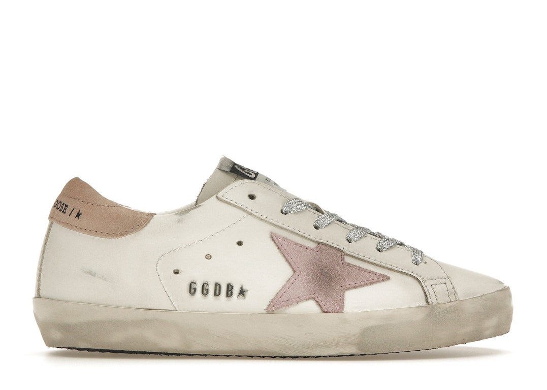 Pre-owned Golden Goose Super-star White Antique Pink (women's) In Optic White/antique Pink/nougat