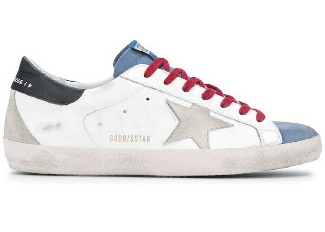 Pre-owned Golden Goose Super-star White Blue Red In White/blue/red