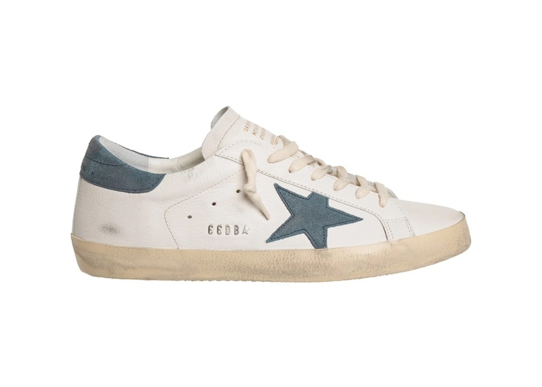 Pre-owned Golden Goose Super-star White Blue Suede In White/blue Suede