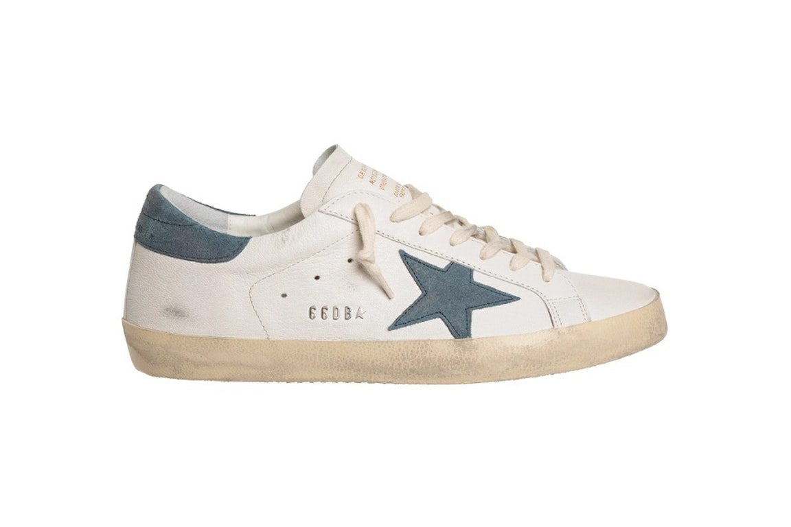 Pre-owned Golden Goose Super-star White Blue Suede In White/blue Suede