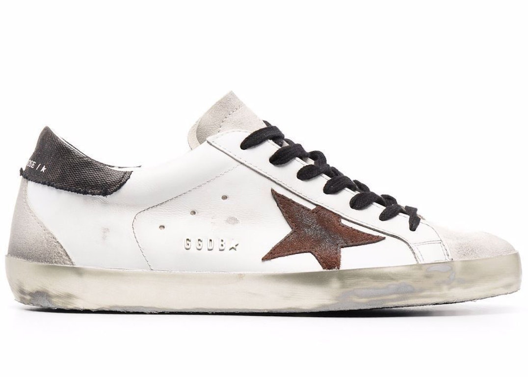 Pre-owned Golden Goose Super-star White Brown Suede Patch In White/brown