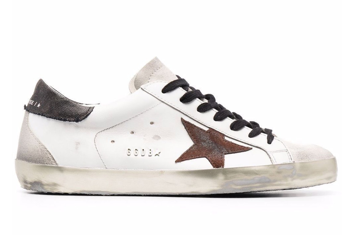 Pre-owned Golden Goose Super-star White Brown Suede Patch In White/brown