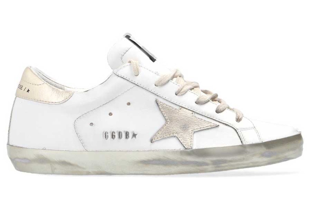 Pre-owned Golden Goose Super-star White Gold Sparkle (women's) In White/gold/sparkle