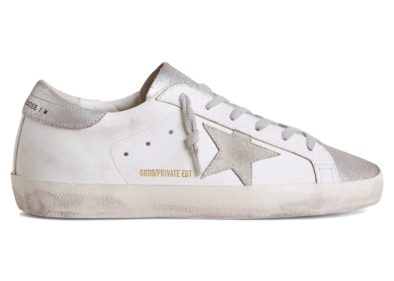 Pre-owned Golden Goose Superstar Gray Glitter (women's) Sneakers In White/ivory/silver