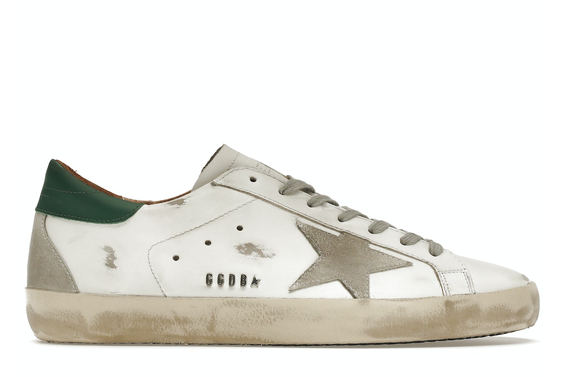 Pre-owned Golden Goose Super-star White Green Grey Suede Patch In White/green