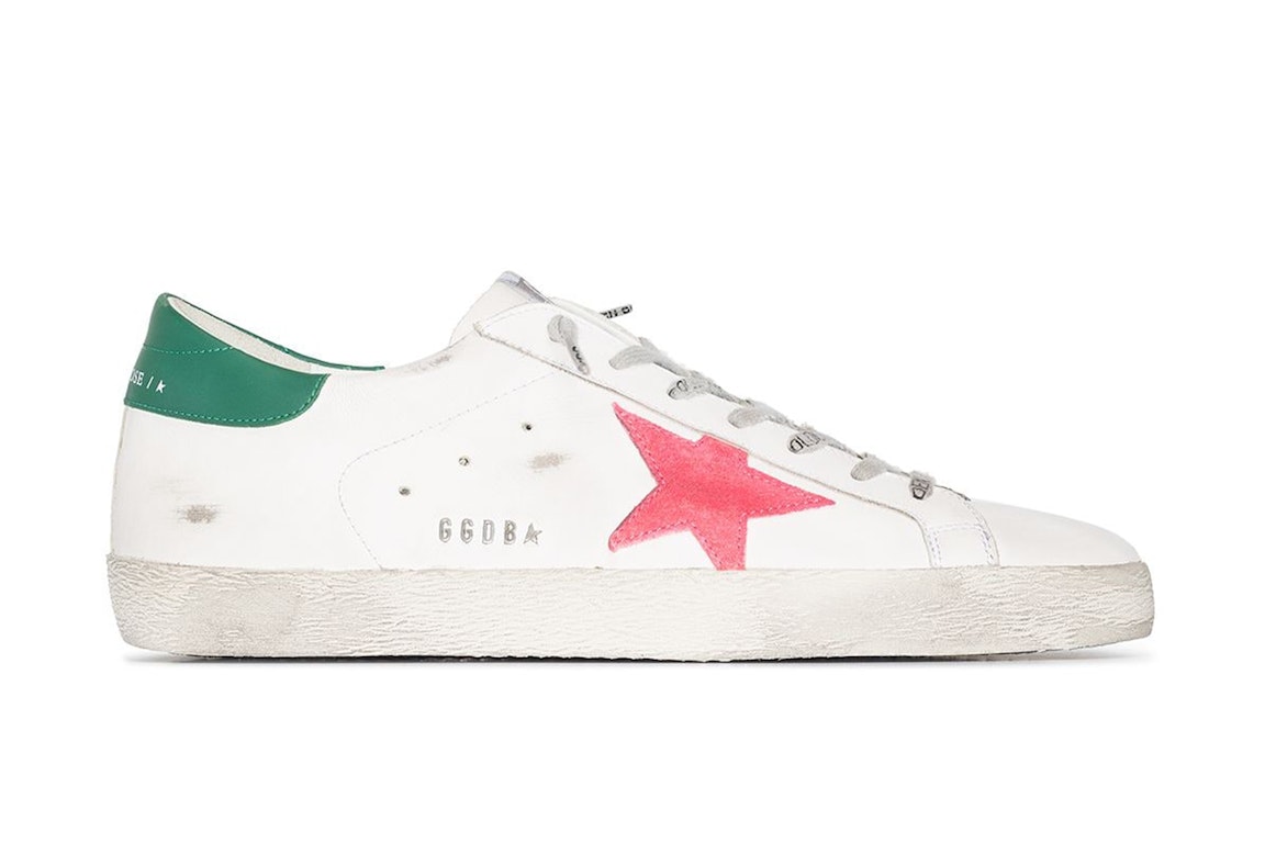Pre-owned Golden Goose Super-star White Green Pink In White/green/pink