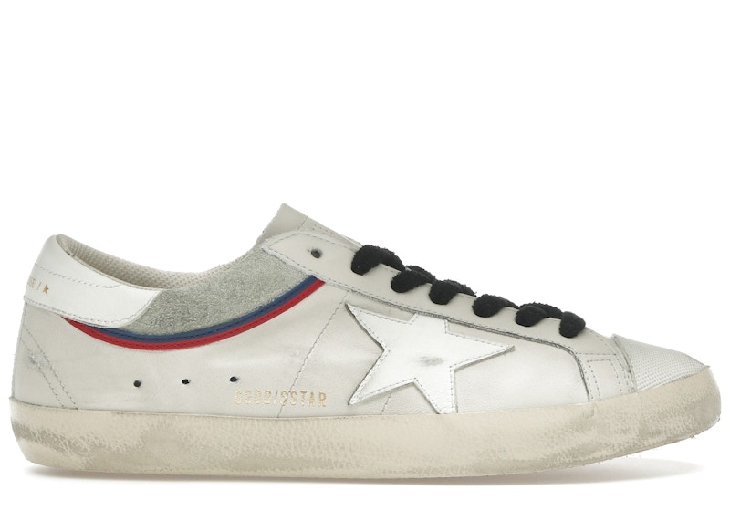 Pre-owned Golden Goose Men's  Super Star Red Blue Sneakers In White/grey In Gray