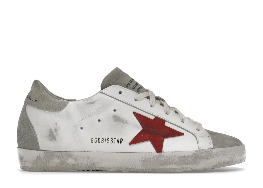 Pre-owned Golden Goose Super-star White Grey Red (women's) In White/grey/red
