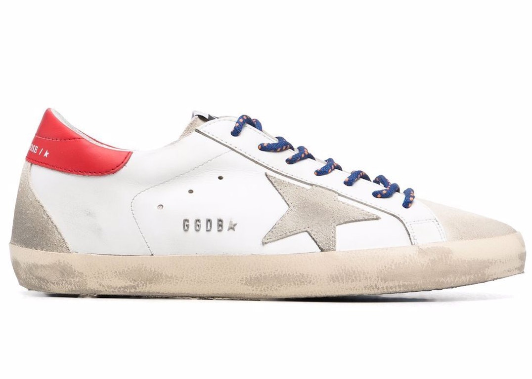 Pre-owned Golden Goose Super-star White Red Grey Suede In White/red