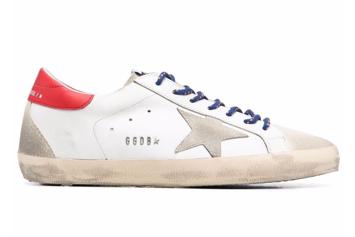 Pre-owned Golden Goose Super-star White Red Grey Suede In White/red