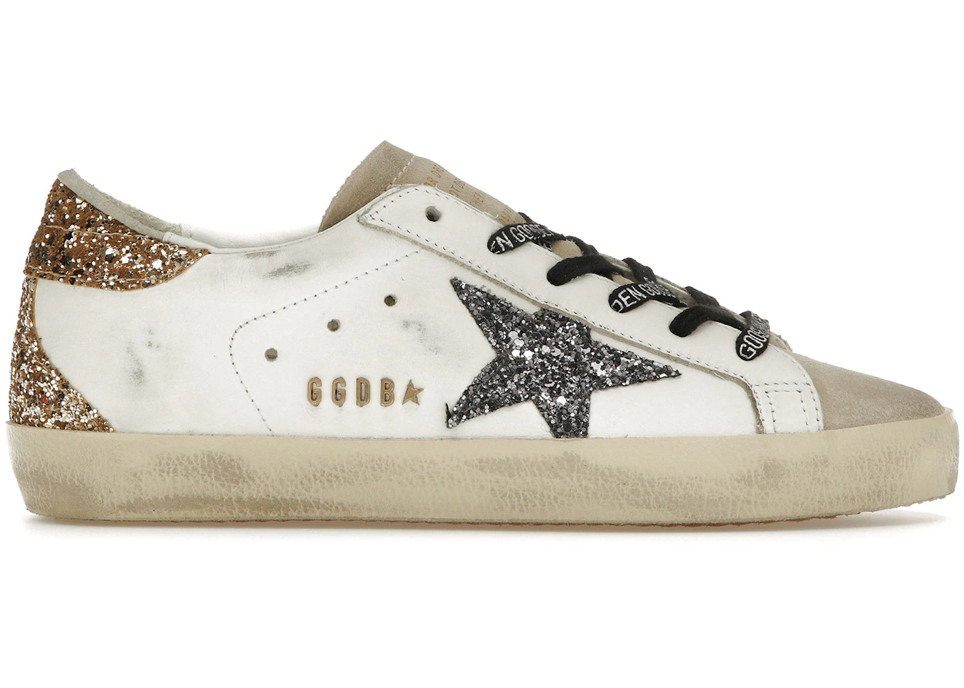 Golden Goose Super-Star White Silver Gold Glitter (Women's