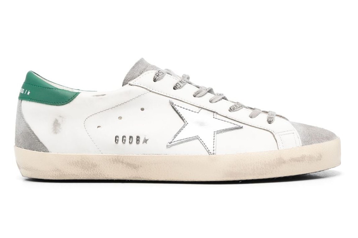 Pre-owned Golden Goose Super-star White Silver Green In White/silver Green