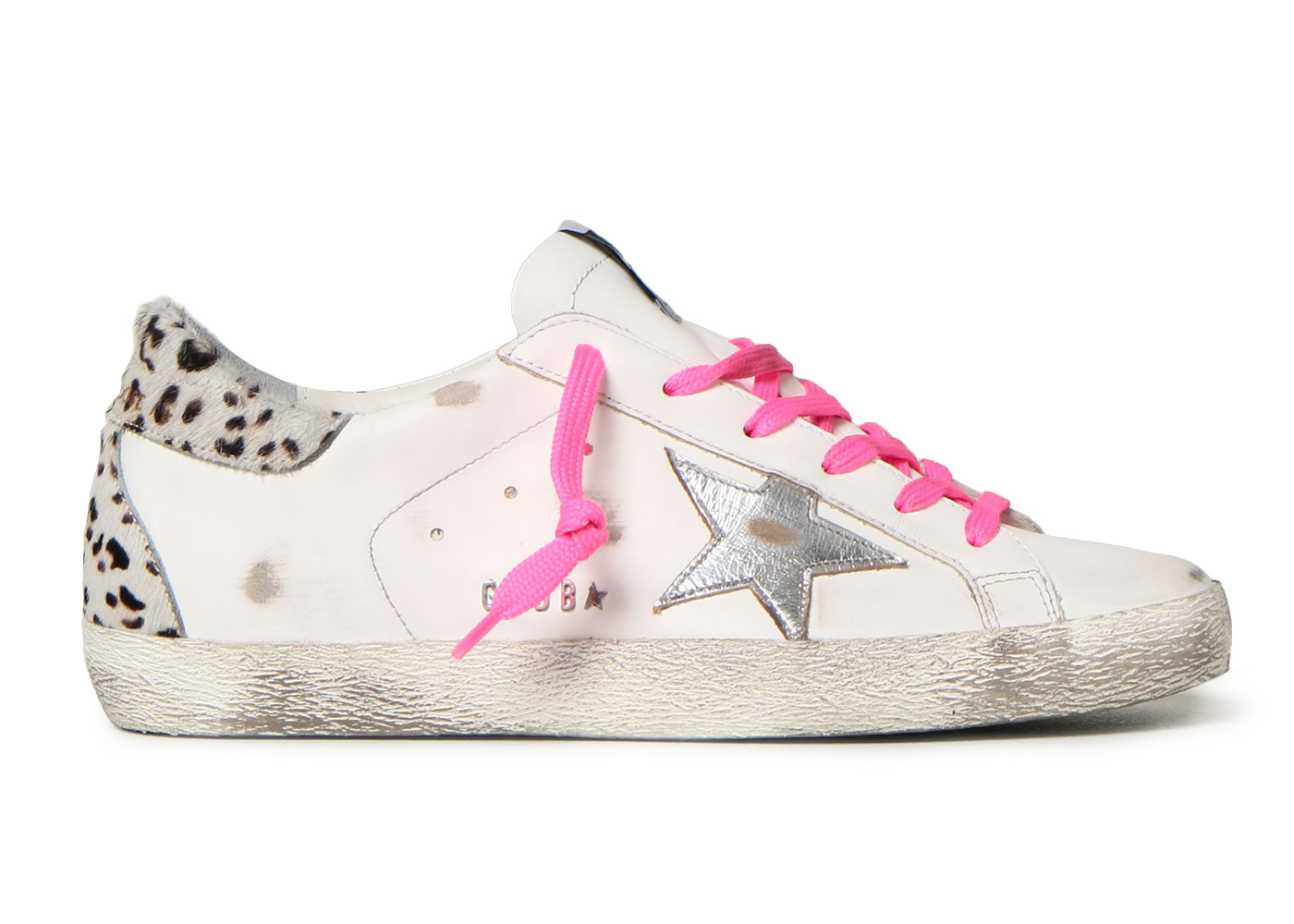 Golden Goose Super Star White Silver Pink Leopard Print (Women's