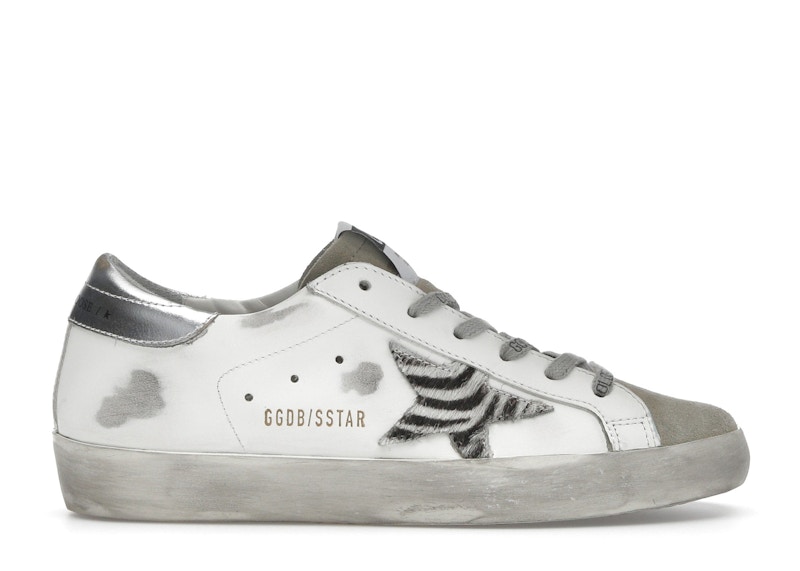Pre-owned Golden Goose Superstar Zebra Print Pony Skin Star (women's) Sneakers In White/silver/sand